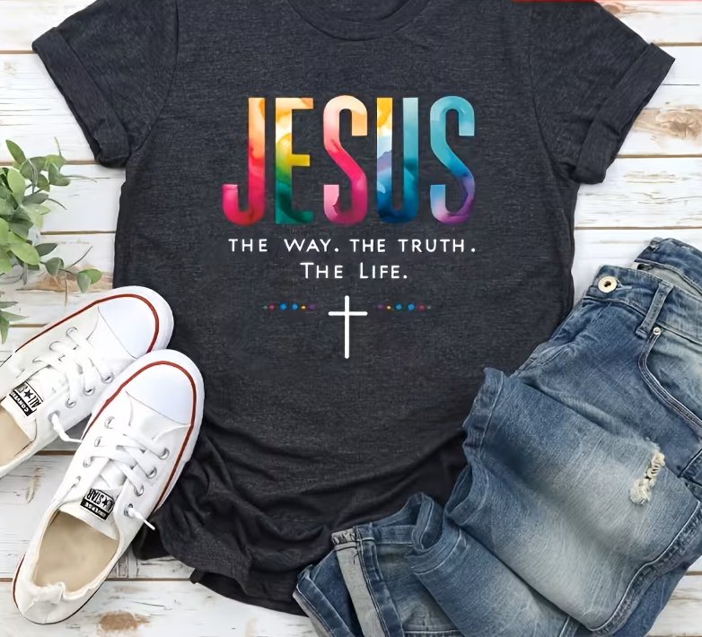 T-shirt a manica corta con scritta cristiana