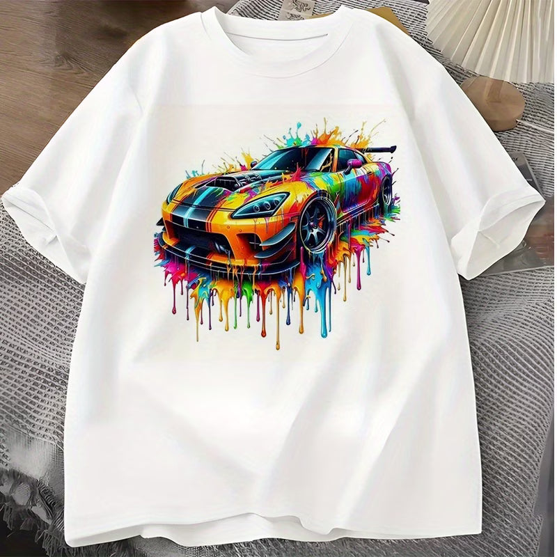 T-shirt a maniche corte con auto