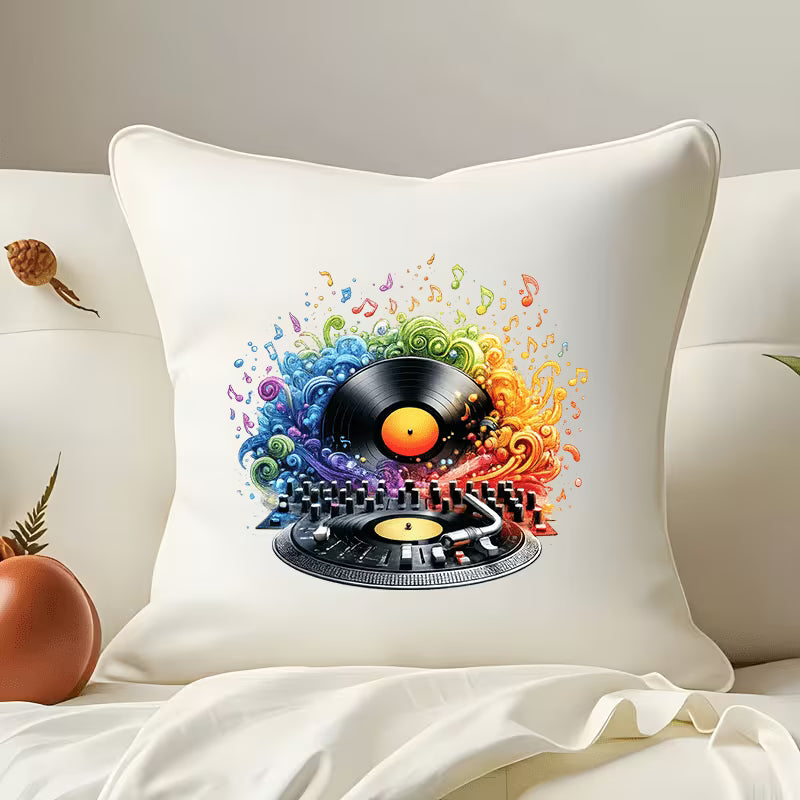 Cuscino quadrato con vinile DJ