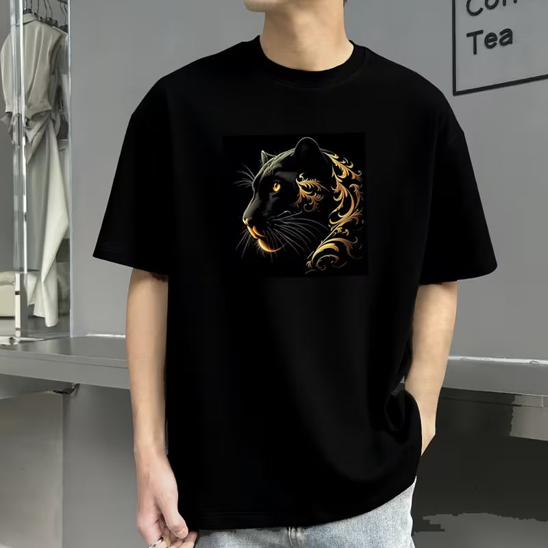 T-Shirt con grafica Pantera d'orata