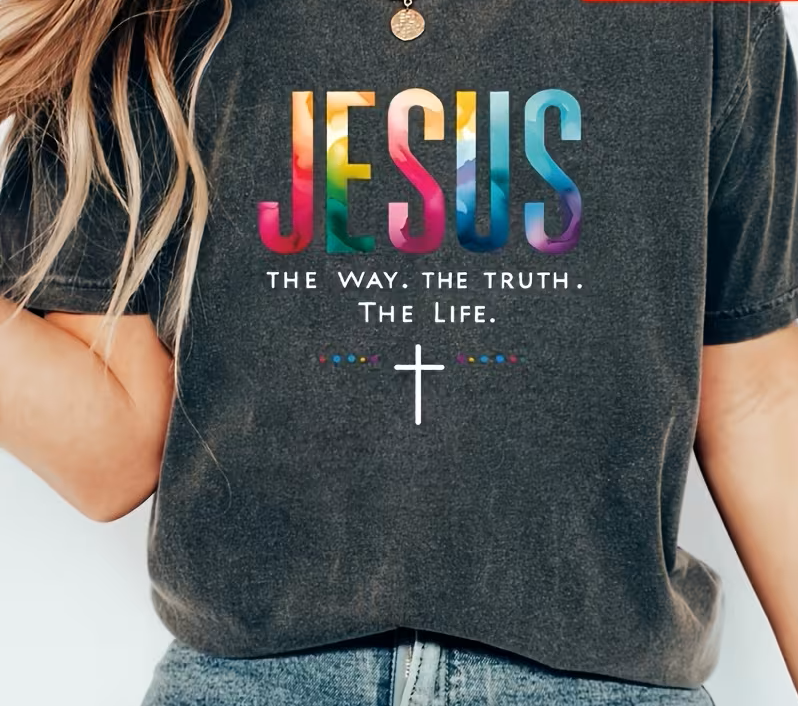 T-shirt a manica corta con scritta cristiana