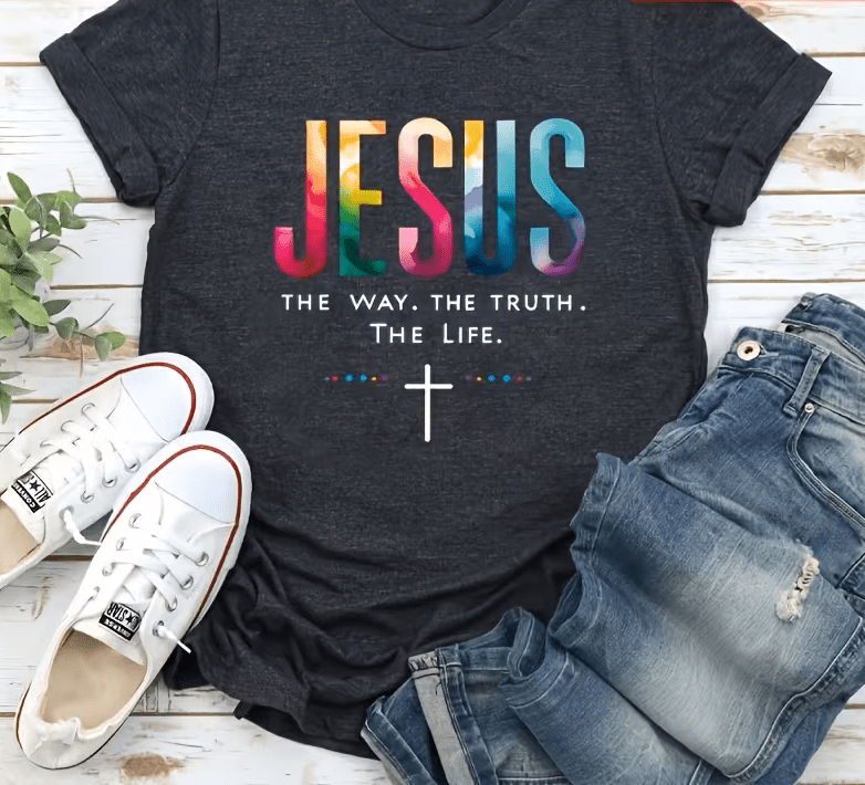 T-shirt a manica corta con scritta cristiana - ElleGi Shop - T-shirt a manica corta con scritta cristiana